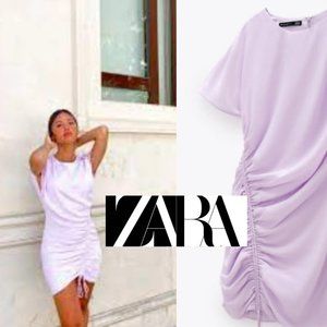ZARA NWT RUCHED SATIN EFFECT DRESS TRF MEDIUM